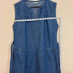 Seamed Denim Tie Waist Shift Dress